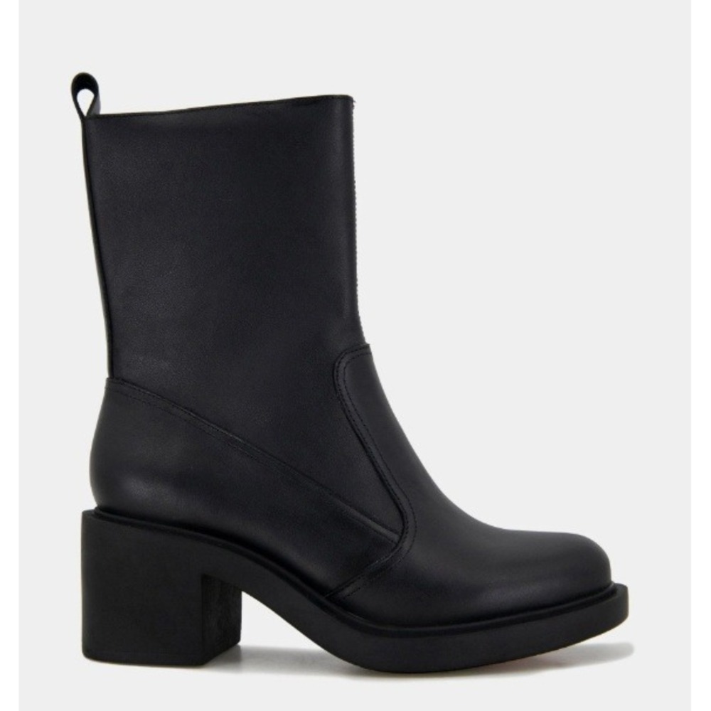 André Assous Black Soft Leather Chunky Heel High Ankle Boots Size 8M Booties NEW